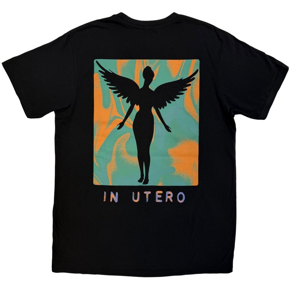 Nirvana - In Utero Angel Swirl Mens Tshirt - Black